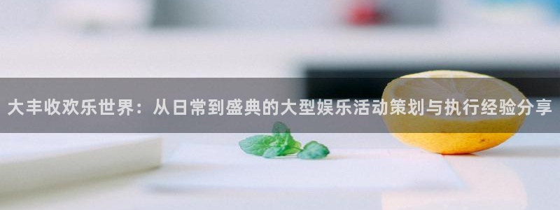 辉达娱乐平台主管：大丰收欢乐世界：从日常到盛典的大型娱乐活动策划与执行经验分享